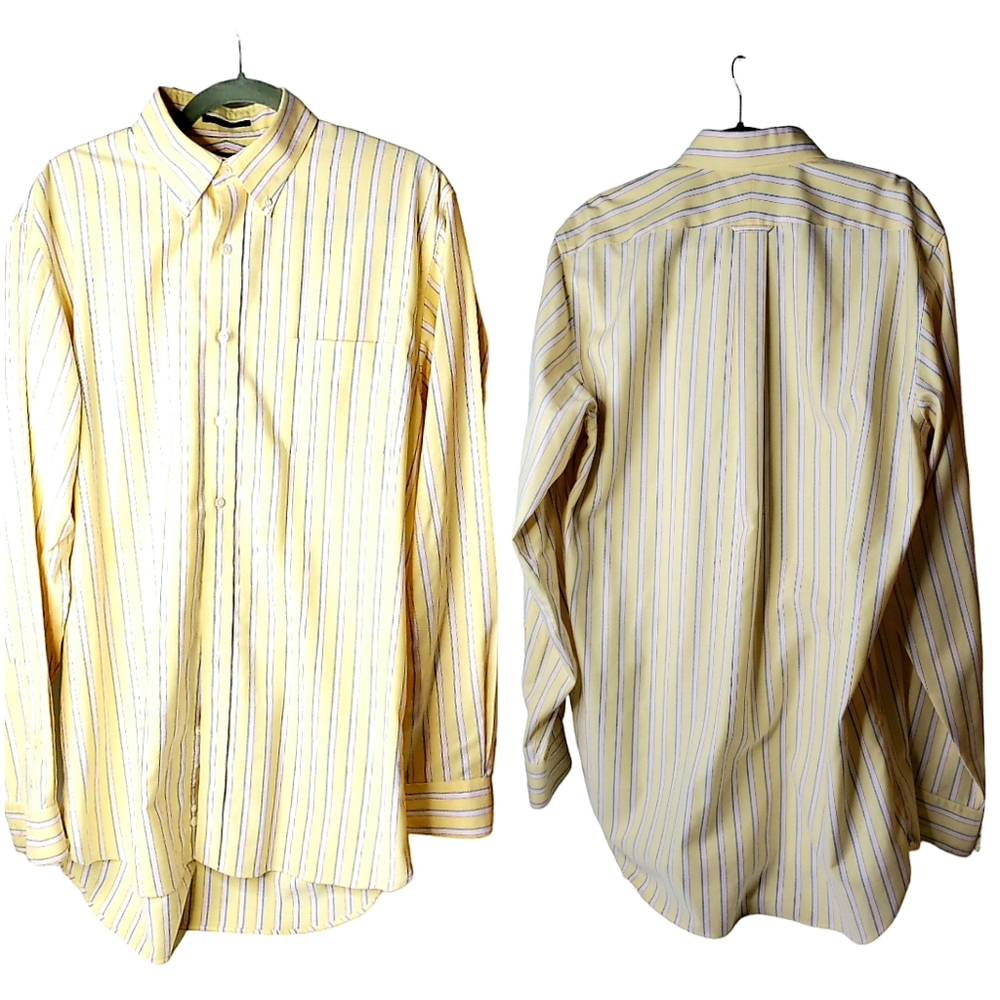 Land's End No Iron Supima Cotton Oxford Traditional Fit Preppy Dress Shirt 16-37